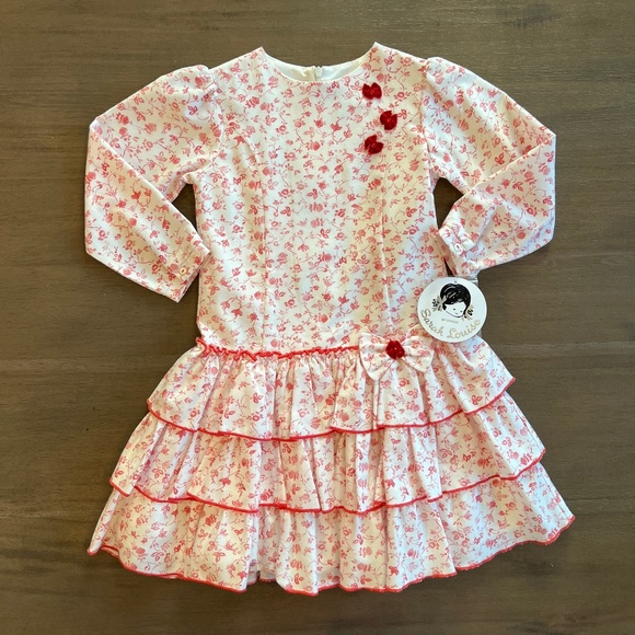 New Beautiful Sarah Louise Gilrs Drop Waist Christmas Holiday Dress Red  Floral - www.sanvalentin.cl